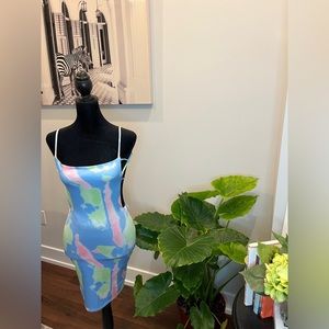 Strappy Satin Tie-Dye Dress